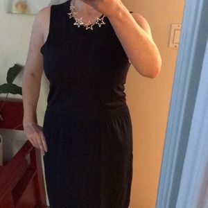 Babaton sleeveless navy blue silk/cotton/modal blend dress.